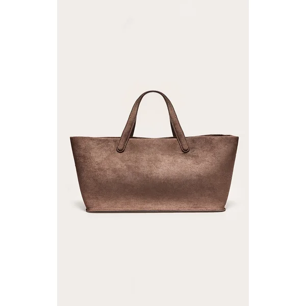 Chocolate Faux Suede Elongated Hand Bag