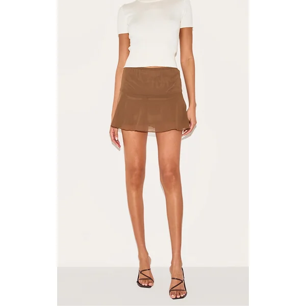 Chocolate Frill Hem Mini Skirt