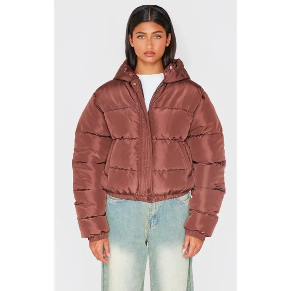 Chocolate Hooded Padded Jacket