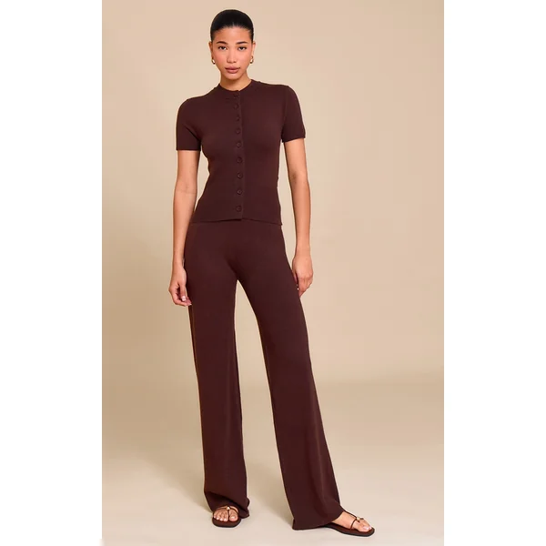 Chocolate Knit Wide Leg Pants
