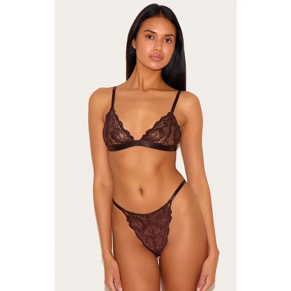 Chocolate Lace Triangle Lingerie Set