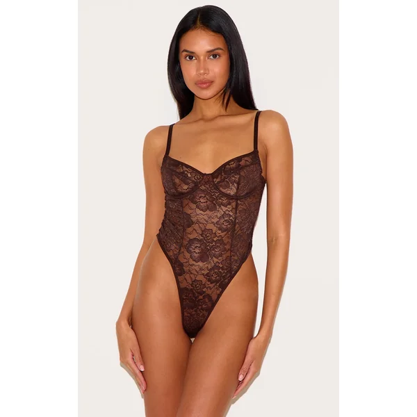 Chocolate Lace Underwired Lingerie Bodysuit