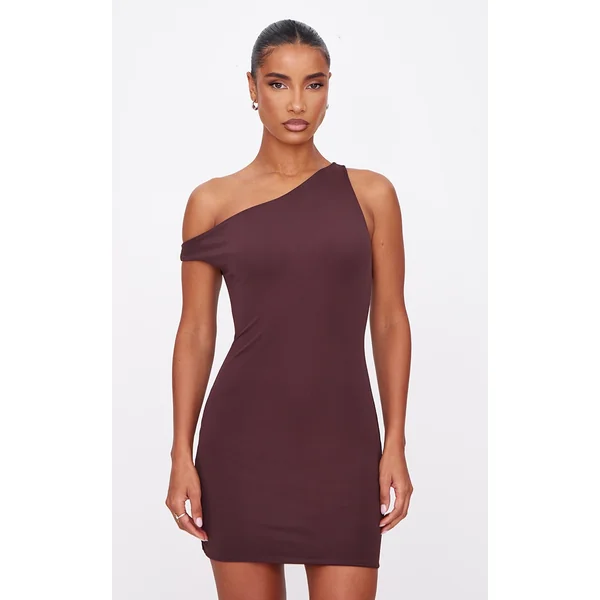 Chocolate Matte Asymmetric Mini Dress