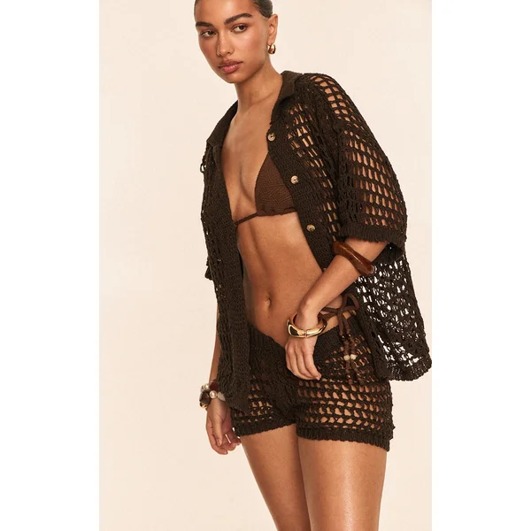 Chocolate Mini Crochet Beach Shorts