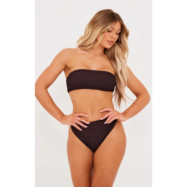 Chocolate Mix & Match Crinkle Bandeau Bikini Top