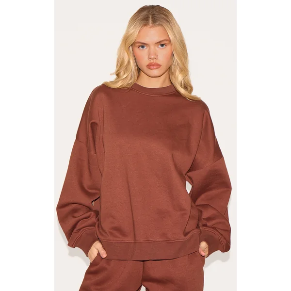 Chocolate Oversized Sweatshirt Tracksuit Set