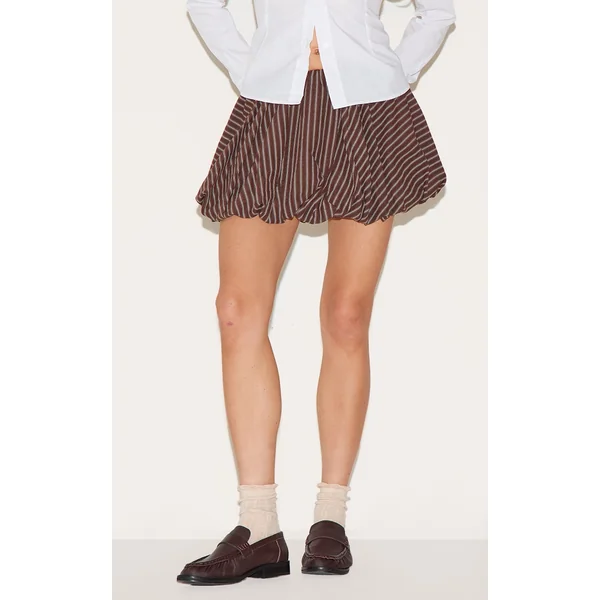 Chocolate Pinstripe Print Puffball Skirt