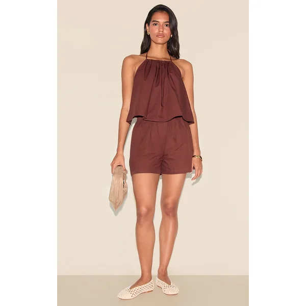 Chocolate Poplin Floaty Shorts