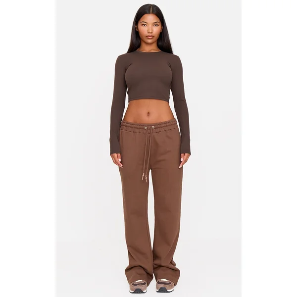 Chocolate Premium Fleeceback Wide Leg Sweatpants