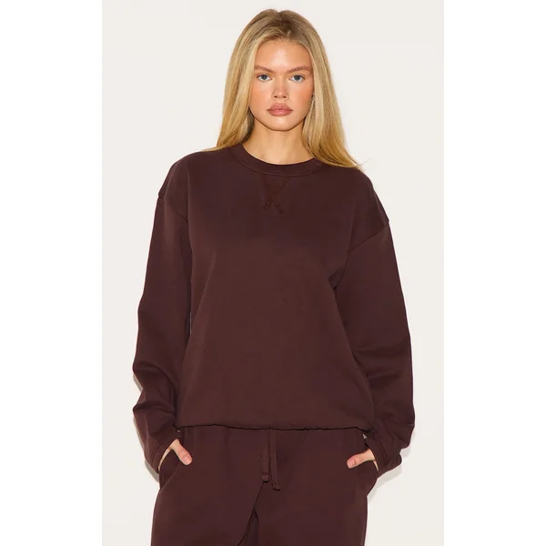Chocolate Premium Oversized Crew Neck Sweatshirt