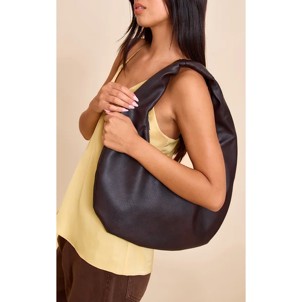 Chocolate PU Round Shoulder Bag