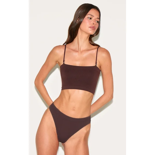Chocolate Seamless Bandeau Removeable Strap Bra