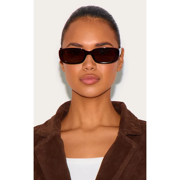 Chocolate Slim Rectangle Sunglasses