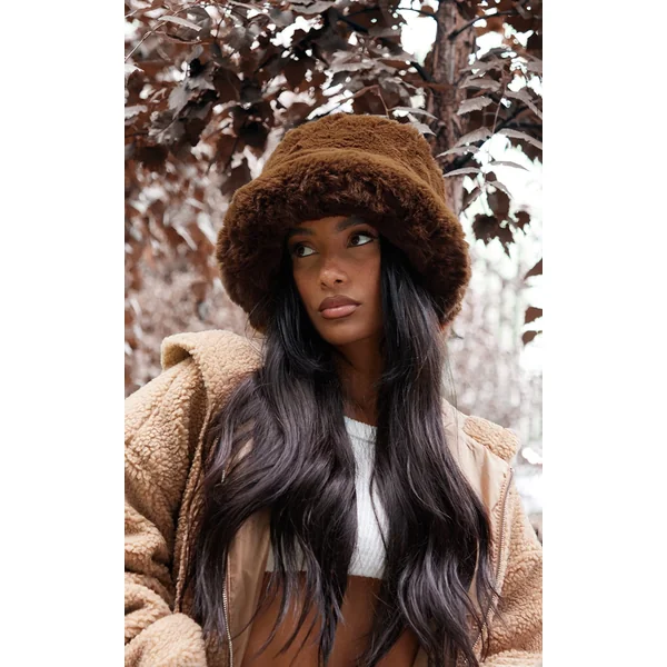 Chocolate Soft Faux Fur Oversized Hat