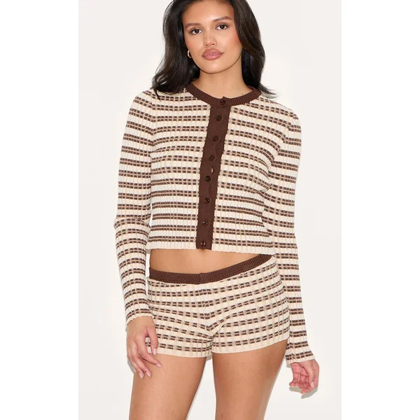 Chocolate Stripe Knitted Shorts