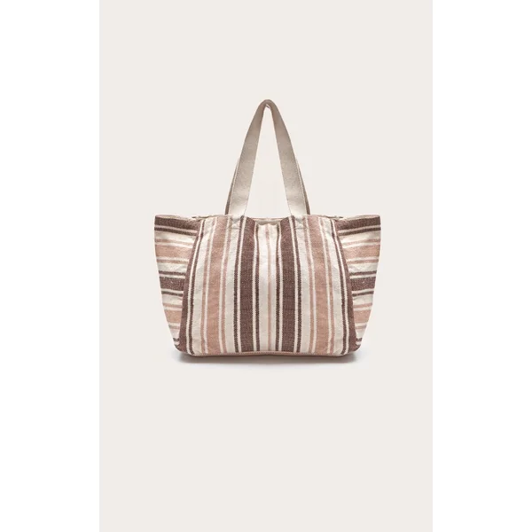 Chocolate Striped Beach Bag