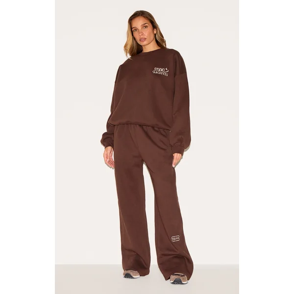 Chocolate Studio Archives Embroidered Thin Waistband Drop Crotch Sweatpants
