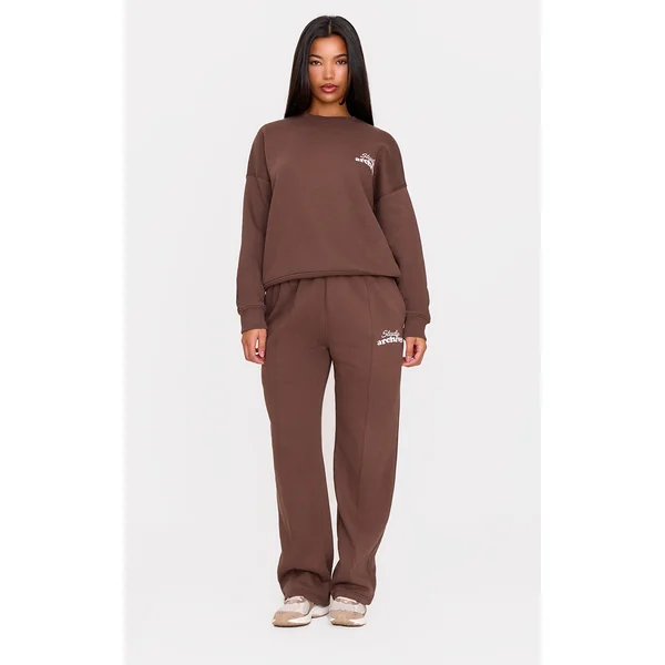 Chocolate Studio Archives Seam Detail Wide Leg Sweatpants