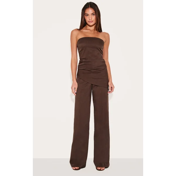 Chocolate Tailored Woven Wide Leg Pants