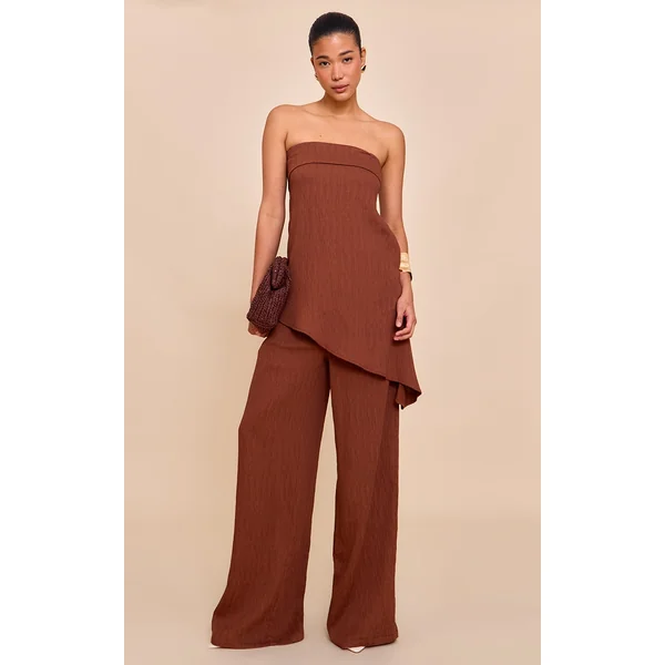 Chocolate Textured Wide Leg Pant