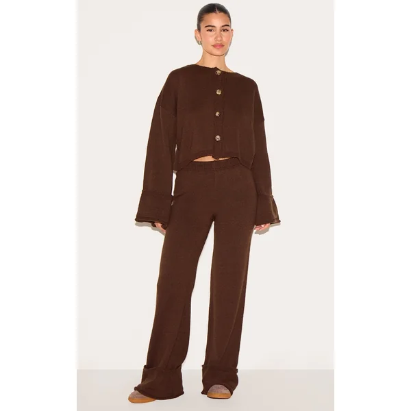 Chocolate Turn Up Hem Knit Pants