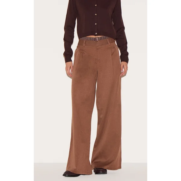 Chocolate Woven Contrast Stripe Boxer Detail Straight Leg Pants