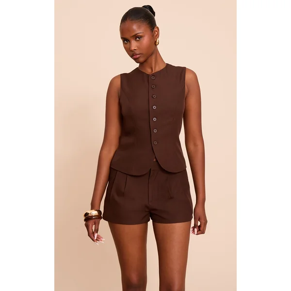 Chocolate Woven Tailored Shorts