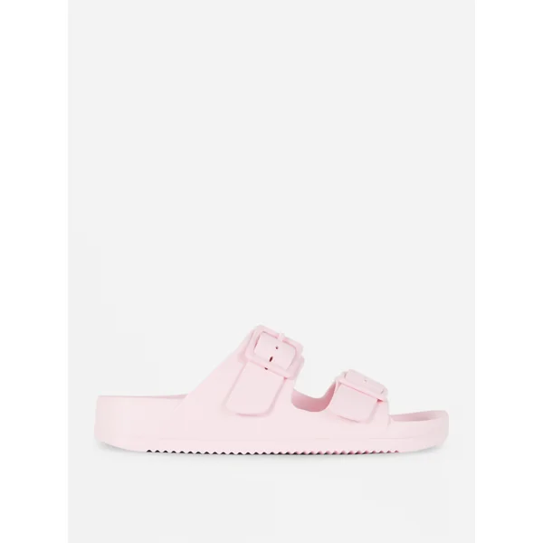 Chunky Double Buckle Strap Sandals - Pink