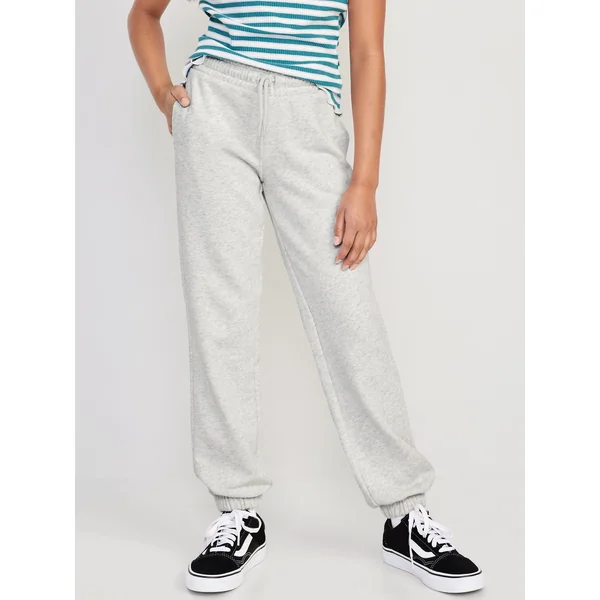 Cinched-Hem Jogger Sweatpants for Girls - Light Heather Gray