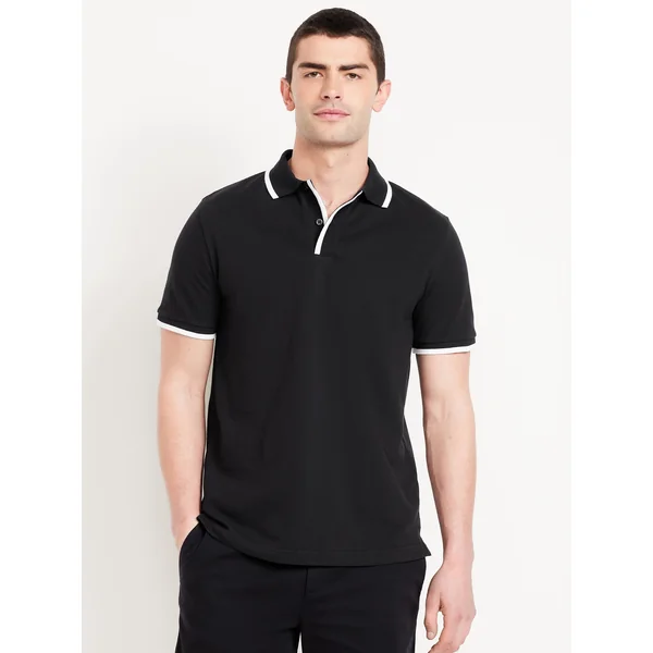 Classic Fit Pique Polo - Black Jack/White