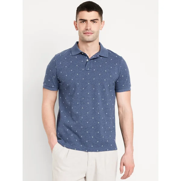 Classic Fit Pique Polo - Blue Anchor Print