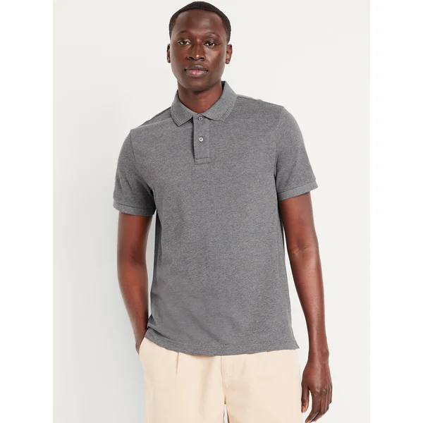 Classic Fit Pique Polo - Heather Gray