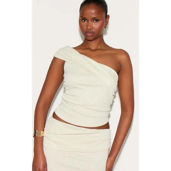 Clay Onion Skin Ruched Side Asymmetric Top
