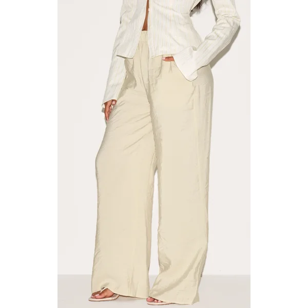 Clay Peached Woven Elasticated Waist Straight Leg Pants