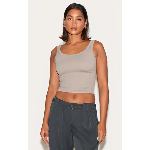 Clay Snatched Rib Scoop Cropped Vest Top