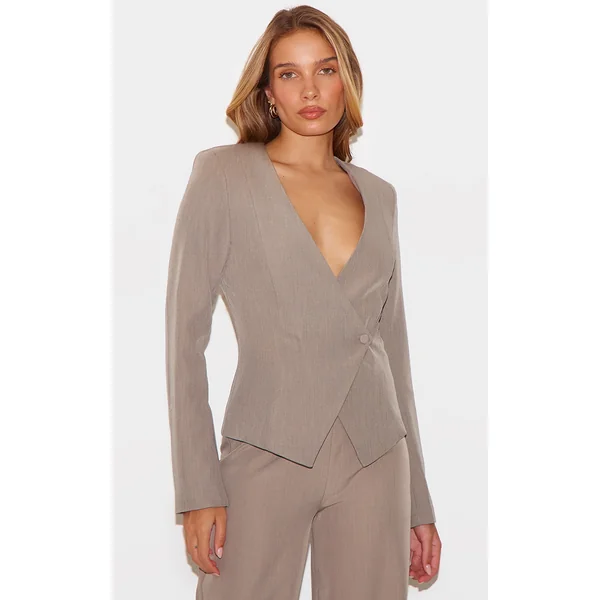 Clay Tailored Cinched Woven Asymmetric Blazer