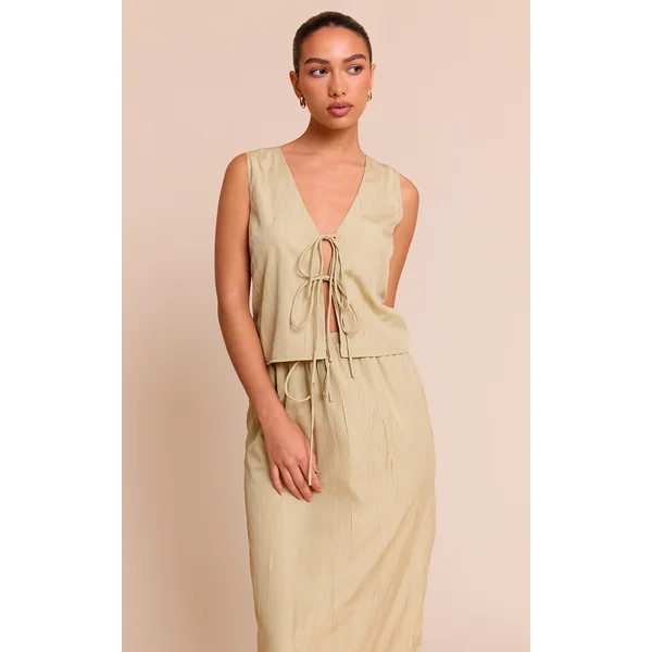 Clay Textured Tie Detail Vest