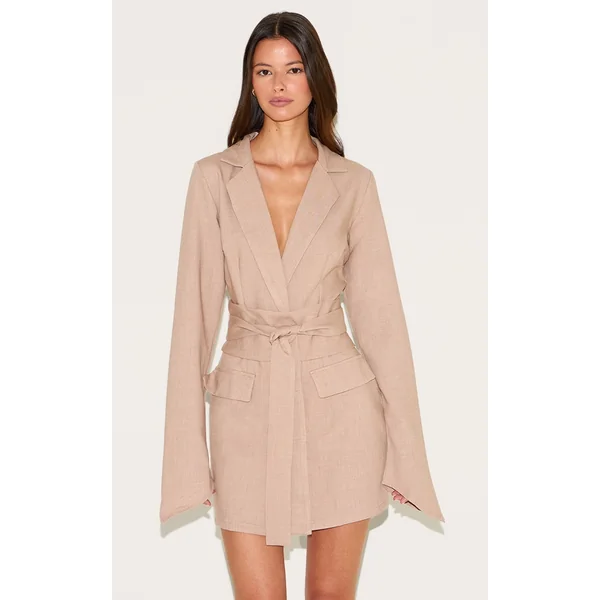 Clay Woven Belted Blazer Dress
