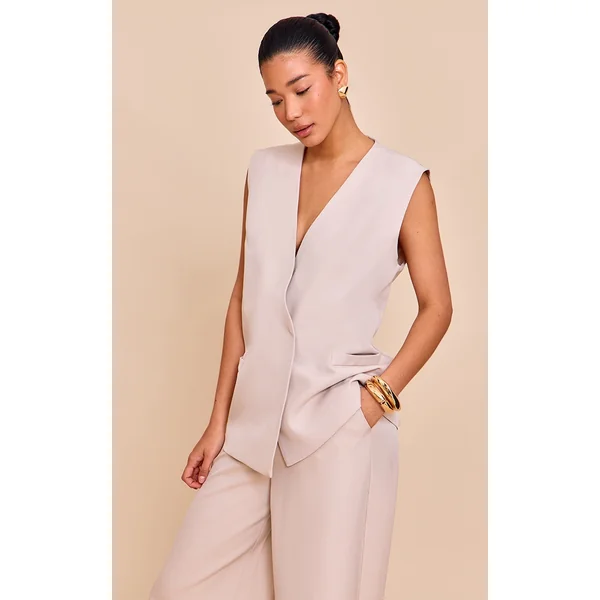Clay Woven Collarless Pad Vest