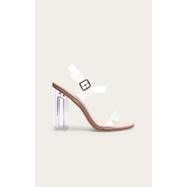 Clear Block Heel Strappy Sandal