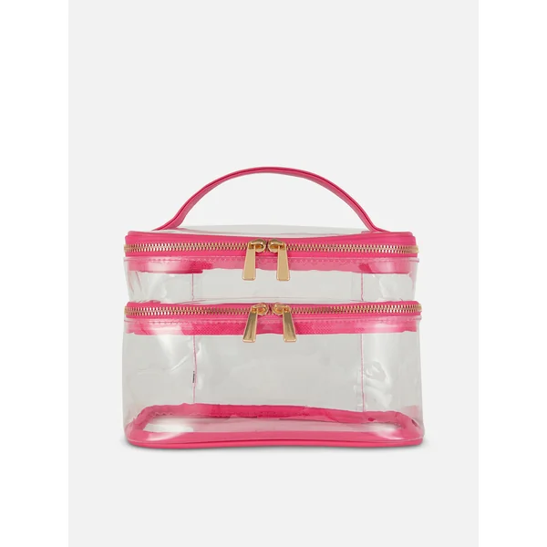 Clear Double Vanity Case - Pink