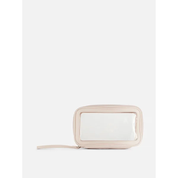 Clear Panel Makeup Bag - Ivory