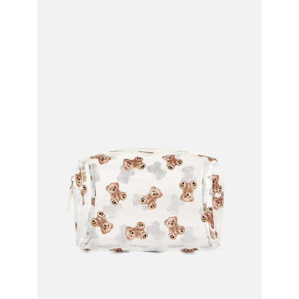 Clear Teddy Bear Makeup Bag - Brown
