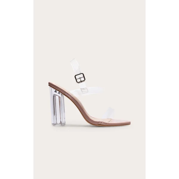 Clear Wide Fit Block Heel Strappy Sandal