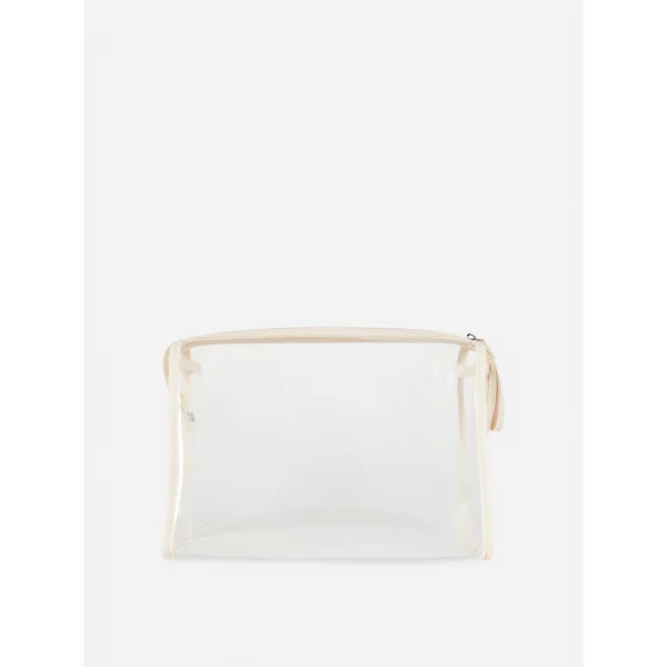 Clear Zip-Up Toiletry Bag - Ivory