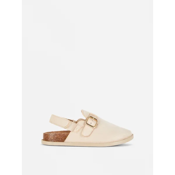 Closed Toe Mule Sandals - Beige
