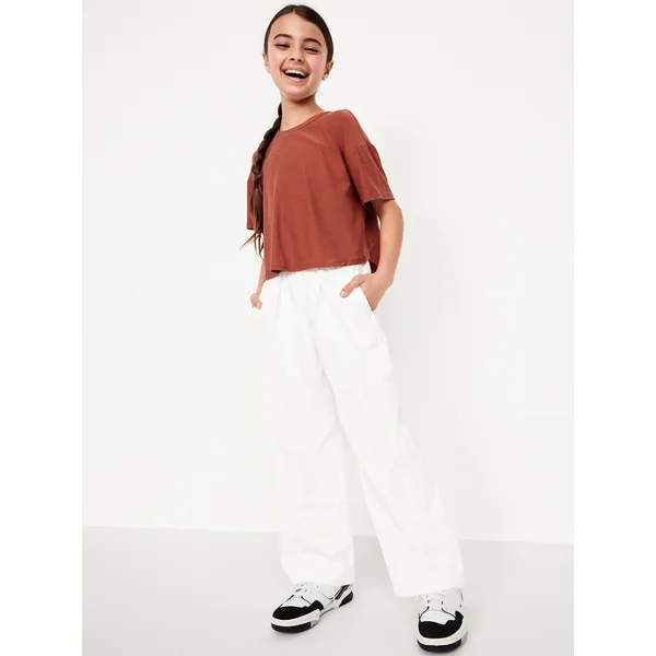 CloudMotion Cropped Performance T-Shirt for Girls - CARMINE