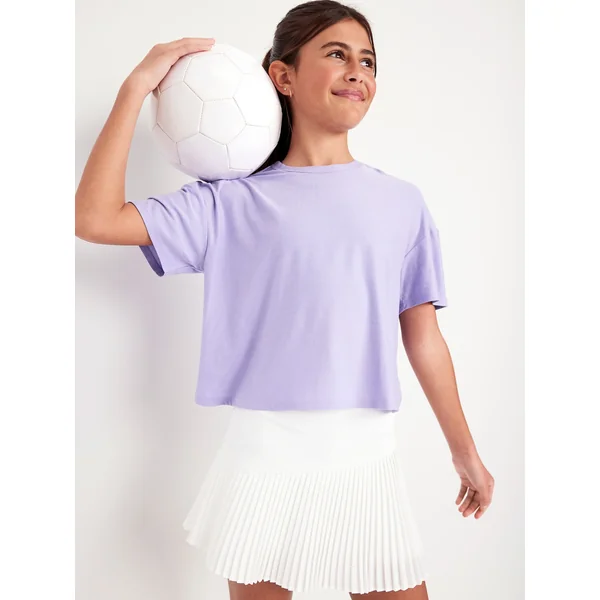 CloudMotion Cropped Performance T-Shirt for Girls - Lavender Haven