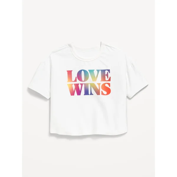 CloudMotion Cropped Performance T-Shirt for Girls - Orange Stripe