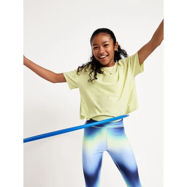 CloudMotion Cropped Performance T-Shirt for Girls - Pale Citron